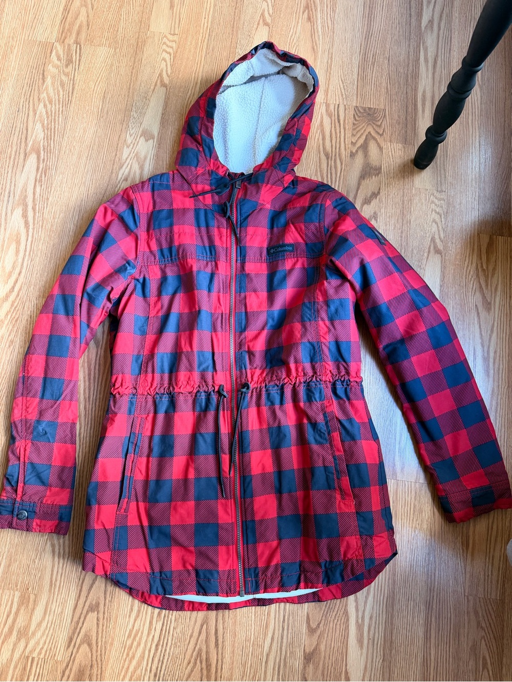 Columbia Women’s Red and Black Plaid Hooded Chatfield Hill